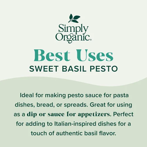 Vista 4 de Simply Organic Pesto de albahaca dulce, orgánico, 0.53 onzas (paquete de 12)
