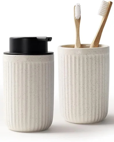 Vista 17 de BosilunLife Dispensador de Jabón de Manos de Espuma - Dispensador de Jabón de Espuma de Cerámica para Baño de 12 oz Dispensador de Jabón Líquido