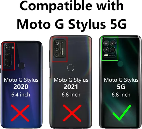 Vista 2 de Funda protectora para Moto G Stylus 5G (2021), con protector de pantalla, [grado militar] de 16 pies, con función de atril magnético, para Motorola