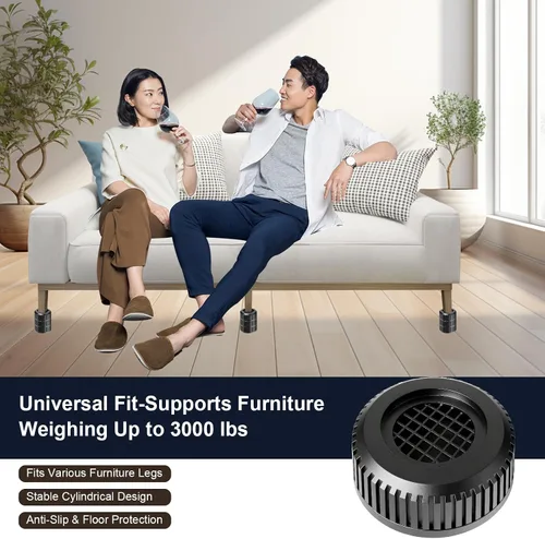 Vista 10 de Elevadores de cama redondos para muebles, resistentes, antideslizantes, ajustables (1.3 a 3.7 pulgadas de alto), elevadores de cama para escritorio