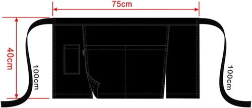 Vista 6 de Delantal bistró de media cintura con 3 bolsillos para hombres y mujeres, delantales cortos para cocina, restaurante, 27.5 x 15.7 pulgadas, rojo
