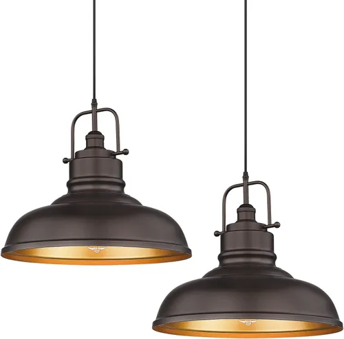 Vista 16 de zeyu Lámpara colgante industrial de 1 luz, lámpara colgante de 11 pulgadas para isla de cocina, pantalla de cúpula de metal en acabado negro mate