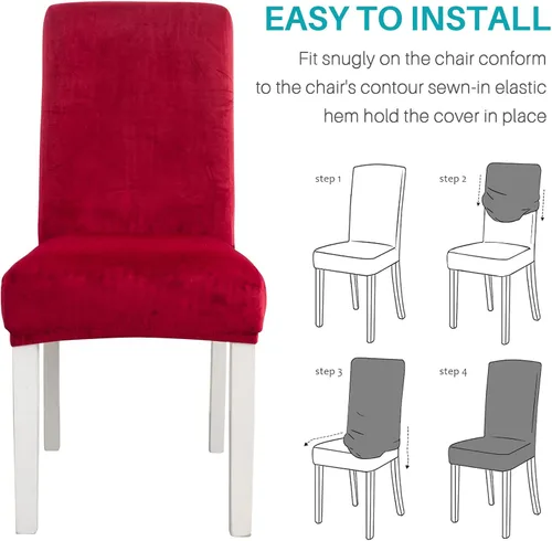 Vista 7 de MIFXIN Paquete de 6 fundas elásticas para sillas de comedor, de terciopelo, elásticas, de elastano, lavables, protectores de muebles para comedor
