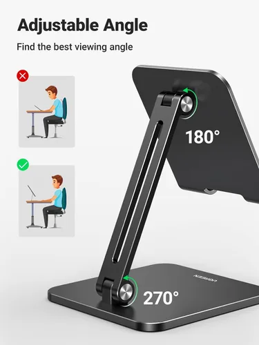 Vista 5 de Soporte para Tablet UGREEN Compatible con iPad Soporte de Escritorio Ajustable Base de Aluminio Más Gruesa Compatible con iPad Pro Air Mini 13 12.9