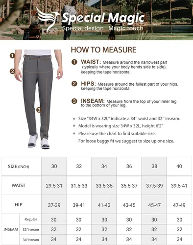 Vista 6 de SPECIALMAGIC Pantalones de golf para hombre, elásticos, ajustados, ligeros, con bolsillos con cremallera