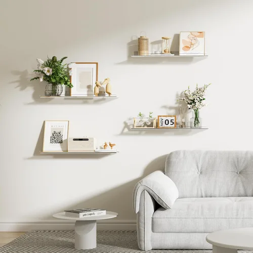 Vista 7 de upsimples Paquete de 2 estantes acrílicos de 23.6 x 5.5 pulgadas para almacenamiento en la pared, estantes flotantes de libros para niños