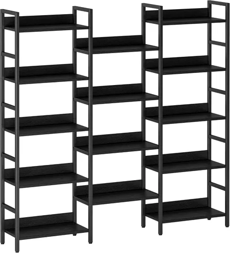 Vista 9 de IRONCK - Estanterías y estanterías triples anchas de 5 niveles, estantería industrial con deflectores, estantería Etagere grande con marco de metal