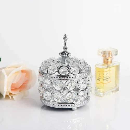 Vista 8 de Feyarl Joyero de cristal, organizador de joyas, caja de anillos, caja del tesoro, superficie de espejo de recuerdo con tapa para San Valentín, boda