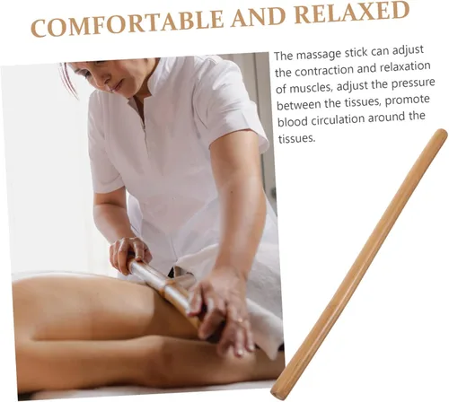 Vista 4 de Barra de masaje: Varilla de rodillo de masaje de bambú - Herramienta de masajeador de cuerpo completo para relajar los músculos