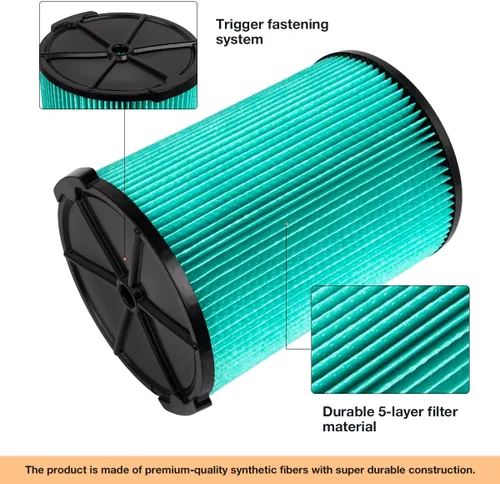 Vista 2 de WuYan VF6000 Filtro de repuesto de 5 capas, para aspiradoras Ridgid de 5 a 20 galones en seco y húmedo WD5500 WD0671 WD6425 WD7000 WD1280 WD1851