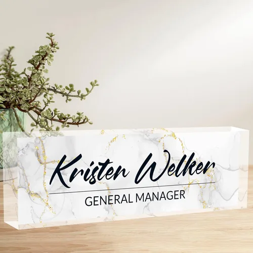 Vista 8 de Placa de nombre de escritorio personalizada, placa de identificación acrílica personalizada para decoración de escritorios, regalos