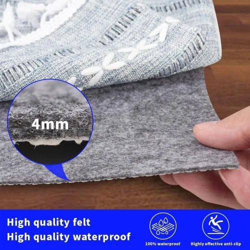 Vista 6 de Almohadilla antideslizante 100% impermeable de 2 x 3 para alfombras de área grande, almohadilla de protección de suelo de fieltro duradera