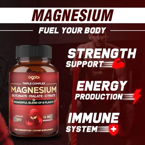 Vista 3 de Complejo triple de magnesio – 600 mg de glicinato de magnesio, malato y citrato – Espinacas añadidas, acelgas suizas y otros – Apoya la calma