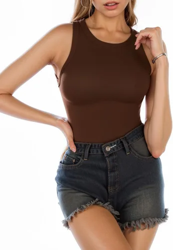 Vista 4 de MANGOPOP Body básico sin mangas con cuello redondo para mujer