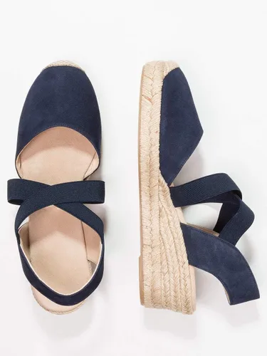 Vista 4 de Sandalias de tacón medio con plataforma con tiras elásticas cruzadas para mujer tipo esparteñas (personalizable)