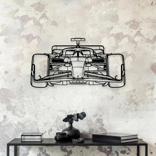 Vista 4 de Xedatric F1 Coche de Carreras de Metal Arte de Pared Fórmula 1 Silueta Colgante de Pared Decoración de Coche de Carreras para Garaje, Habitación