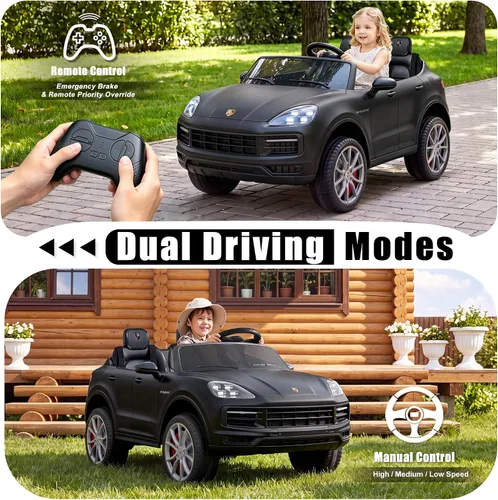 Vista 3 de Juguetes para niños pequeños de 24 V, auto con licencia Porsche Negro