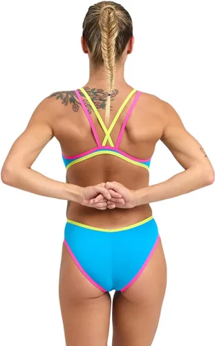 Vista 2 de Arena Traje de baño con espalda cruzada doble para mujer