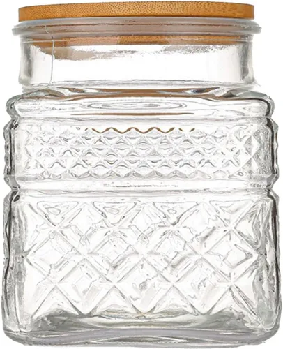 Vista 11 de Recipientes de vidrio para alimentos con tapas herméticas de bambú para dulces, aperitivos, café, galletas, frascos de vidrio, recipientes