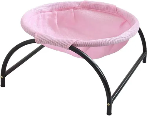 Vista 10 de Happyyami Cama elevada transpirable para mascotas para gatos y perros pequeños, hamaca de enfriamiento con marco de hierro, diseño resistente