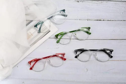 Vista 7 de Eyekepper Elegantes lentes de lectura de gran tamaño para mujer, paquete de 4 lectores redondos grandes para mujer +0.50