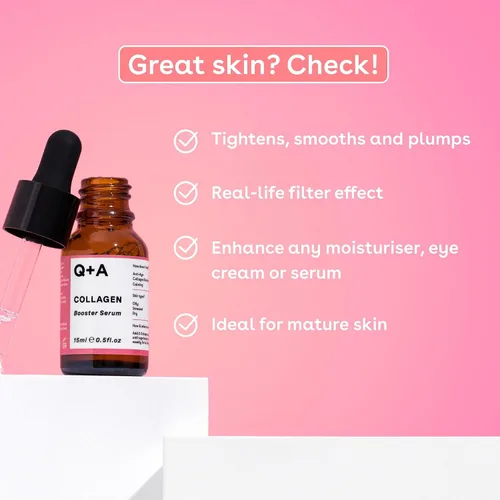 Vista 3 de Q+A Suero potenciador de colágeno (0.5 fl oz), suero facial de colágeno, cuidado de la piel con extractos de algas, suaviza, rellena e hidrata