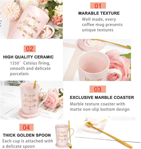Vista 5 de Cabtnca Taza La Mejor Abuelita Del Mundo, regalos de Navidad para el Día de la Madre para la abuela, regalos de abbuela en español, regalos