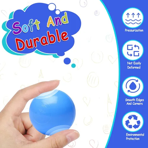 Vista 7 de Hovenlay 100 bolas para piscina de bolas para niños, bolas de plástico para piscina de bolas, bolas de juego para bebés y niños pequeños, ideal
