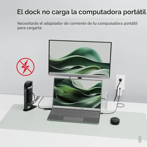 Vista 5 de Plugable Estación de acoplamiento universal para computadora portátil, monitor HDMI dual para Windows y Mac (requiere controlador), USB 3.0 o USB-C