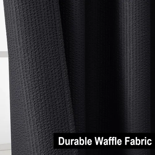 Vista 6 de OVZME Cortina de ducha de tela Berry Stall de 36 x 72 pulgadas, suave y gofre, pequeña cortina de ducha negra para baño con textura para un