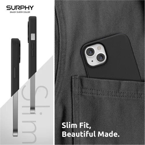 Vista 5 de SURPHY Compatible con iPhone 13 Mini, funda de piel sintética de alta calidad (con botones metálicos y forro de microfibra) para 13 Mini