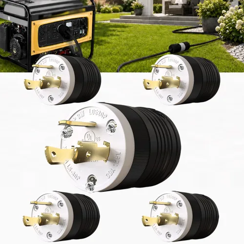 Vista 20 de Paquete de 1 enchufe de bloqueo NEMA L14‑30P de 30 amperios macho 30A 250V Twist Lock L14‑30, enchufe de grado industrial de 3 polos de 4 cables