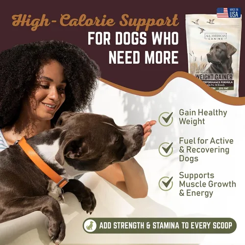 Vista 2 de All American Canine Ganador de peso para perros – Suplemento alimenticio para perros alto en calorías y proteína en polvo para un rápido aumento