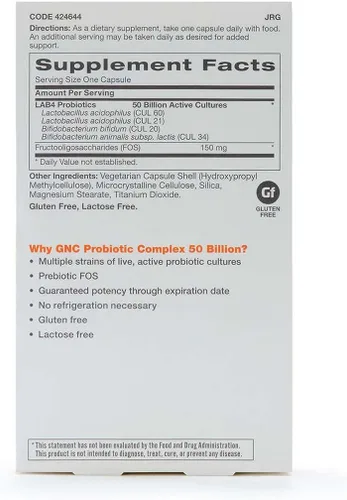 Vista 2 de GNC Complejo probiótico - Necesidad diaria - 50 mil millones de UFC - Paquete doble