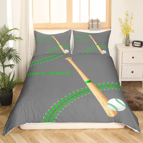 Vista 8 de Juego de ropa de cama de béisbol para niños y adolescentes, bates de béisbol, juego de cama europeo, para actividades de pasatiempo, softbol