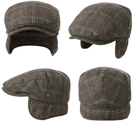 Vista 6 de Gorra plana ajustable de lana de invierno para hombre 2020 con forro suave