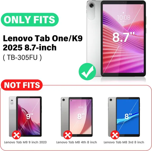 Vista 2 de HXCASEAC Funda para Lenovo Tab One de 8.7 pulgadas (TB-305FU) con protector de pantalla, soporte para bolígrafo, correa de mano, soporte ajustable