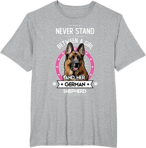 Vista 19 de Never Stand Between A Girl and Her German Shepherd T-Shirt Asphalt Grey
