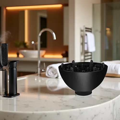 Vista 3 de Difusor de pelo, negro adaptable para secadores de pelo, difusor universal para secador de cuidado rizado, difusores y herramientas de peinado