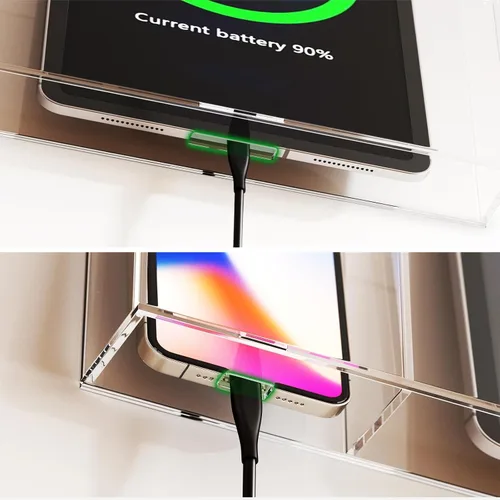 Vista 3 de VANCORE Soporte de teléfono transparente montado en la pared, soporte acrílico para control remoto, organizador de medios con agujeros para cargar
