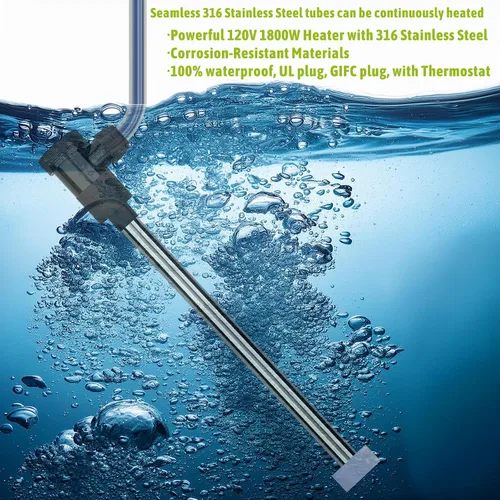 Vista 2 de Calentador de agua sumergible de 1800 W para bañera de hidromasaje y piscina, portátil, con control de temperatura y protección contra fugas GFCI
