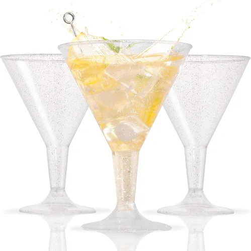 Vista 8 de Liacere Juego de 6 Copas de Martini de 11 oz de Plástico Transparente con Tallo - Copas de Cóctel Reutilizables para Bar, Margarita, Whisky, Gin