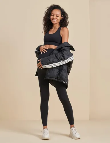 Vista 3 de Enerful Leggings de maternidad con forro polar para mujer, sobre el vientre, entrenamiento, invierno, cálidos, gruesos, pantalones de yoga