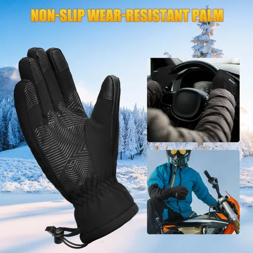 Vista 4 de ihuan Guantes impermeables de invierno para hombres y mujeres, cálidos, para correr, ciclismo, nieve, esquí, para clima frío, material térmico