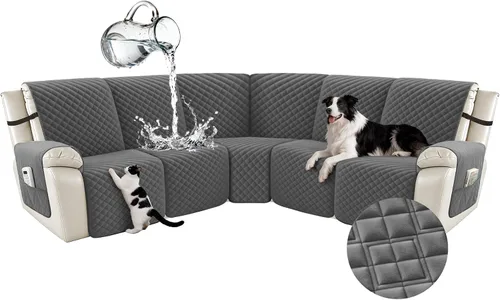 Vista 78 de Arfntevss Fundas para sofá seccional reclinable para sofá seccional en forma de L, funda antideslizante lavable para sofá reclinable con forma de L