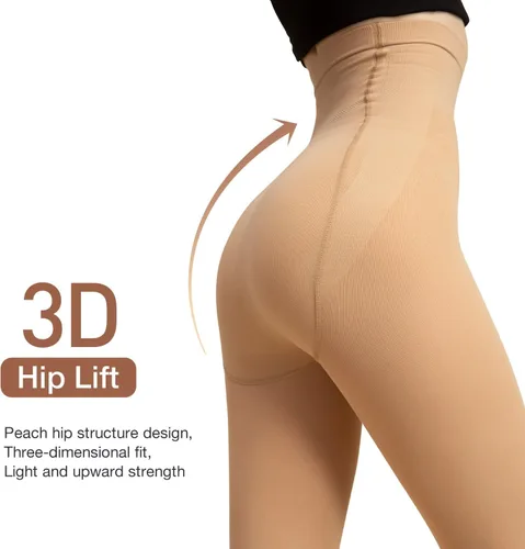 Vista 2 de 2 pares de medias Qpaque transparentes para mujer, 480D nailon suave, control multicolor, parte superior de terciopelo