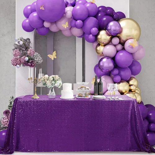 Vista 34 de Pufogu Mantel redondo de lentejuelas negras de 50 pulgadas con purpurina negra para decoración de cumpleaños, boda, despedida de soltera, baby Negro