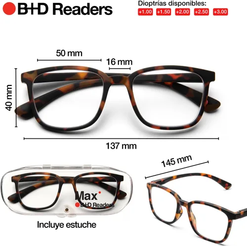 Vista 4 de B + D Reading glasses - Brand Max Readers - Material frame and temple: PC - Temples with flex Unisex