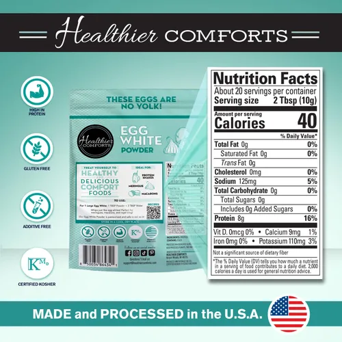 Vista 2 de Healthier Comforts Proteína en polvo de clara de huevo, claras de huevo secas puras, sin sabor, pasteurizadas, listas para comer, sin gluten