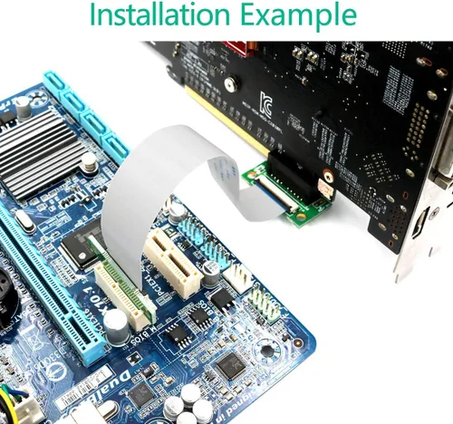 Vista 6 de HLT PCI-e PCI Express 36PIN 1X Cable de extensión extensor con conector chapado en oro (longitud de línea: 7.9 in)
